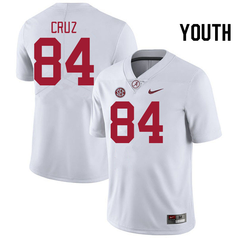 Youth #84 Colby Cruz Alabama Crimson Tide College Football Jerseys Stitched-White